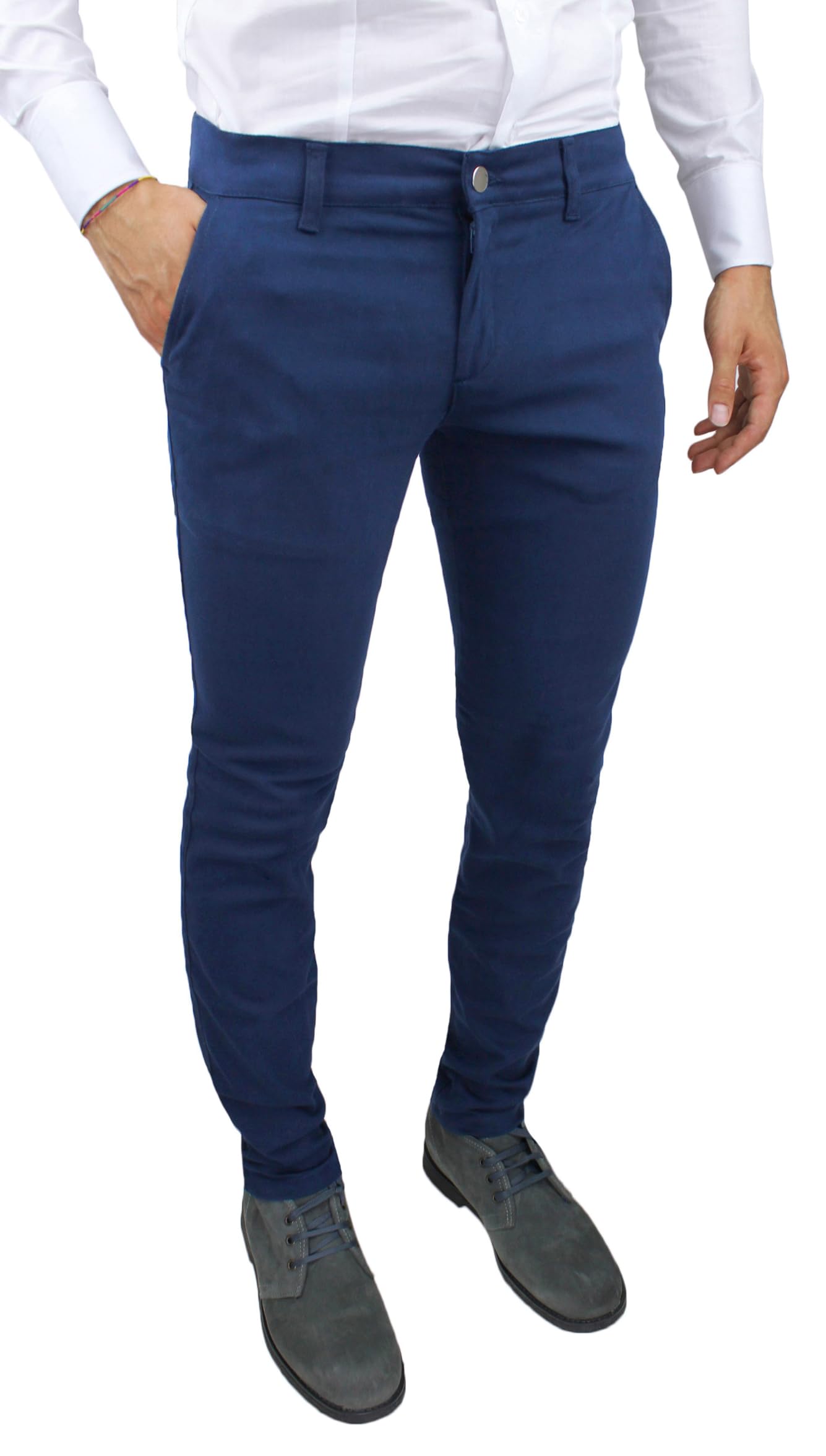 Evoga Pantaloni Uomo Slim Fit Invernali Alta Sartoria Chino's Eleganti Casual