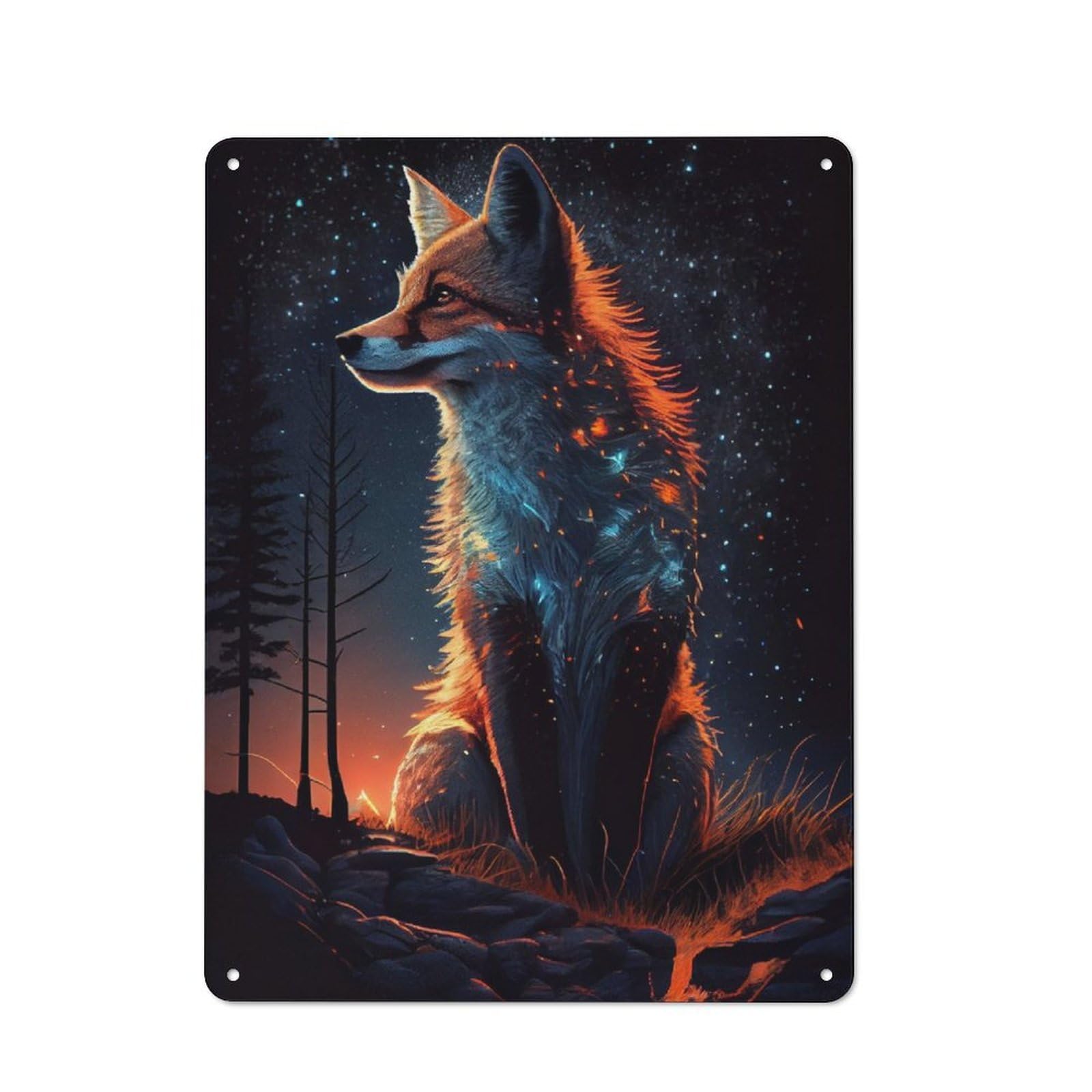 Junmoney Fox Lighting Retro Metal Gift Sign 40X30cm, Home Wall Decor For Flat, Dorm Room, Lounge Or Cafe