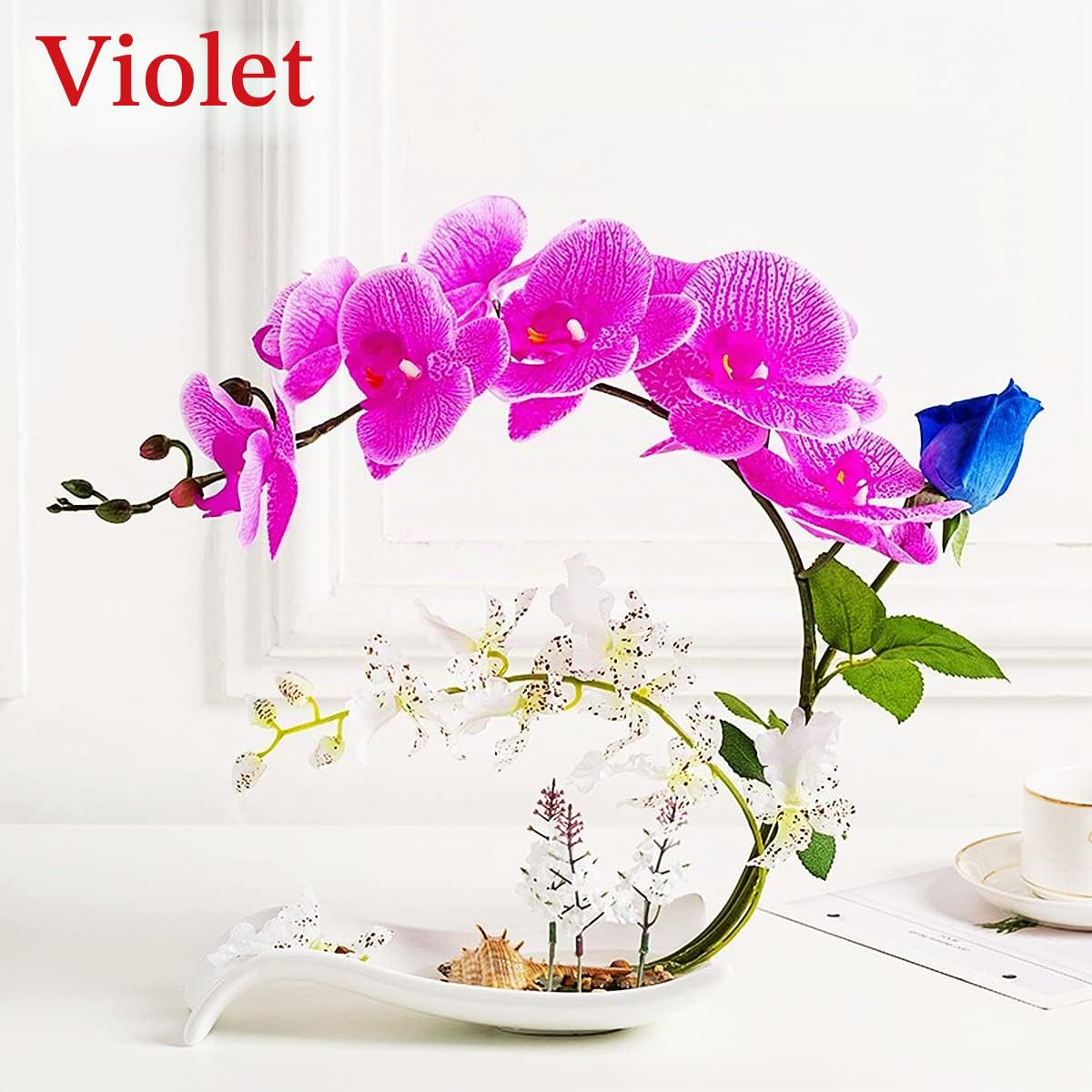 YUANXIN Décorations d'orchidées phalaenopsis artificielles, décoration intérieure, Fleurs factices, Fleurs séchées, Fleurs en Soie, Roses et compositions Florales