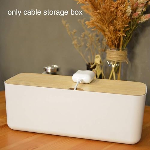 Miniatura 3 de Caja organizadora de cables – Caja organizadora de cables grande de estilo madera para ocultar cables y tiras de alimentación | Caja organizadora de