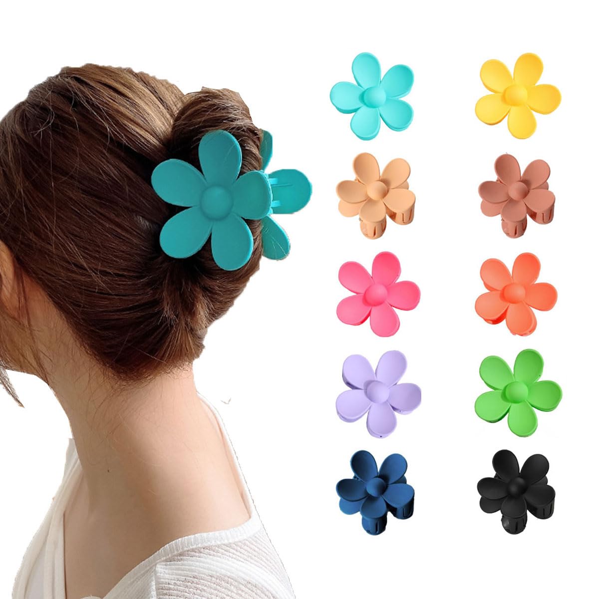 10 Pcs Flower Hair Claw Clip, Large Flower Hair Clips for Women Girl, Cute Claw Clips for Thick Hair, Non Slip Jaw Clip Strong Hold Hair Accessories Girls Holiday