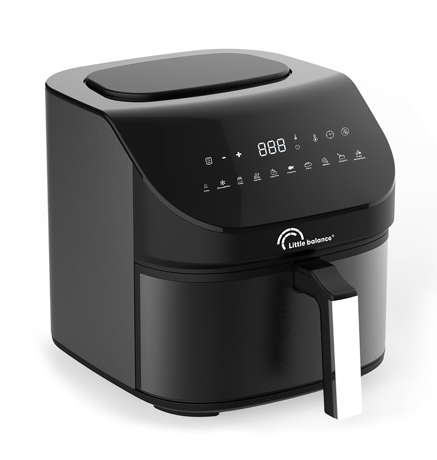 LITTLE BALANCE 8704 Crousty Light XL, Frytkownica bezolejowa, Air Fryer, 10 predefiniowanych programów, 7 litrów dla 6 osób, 1600 W, czarna