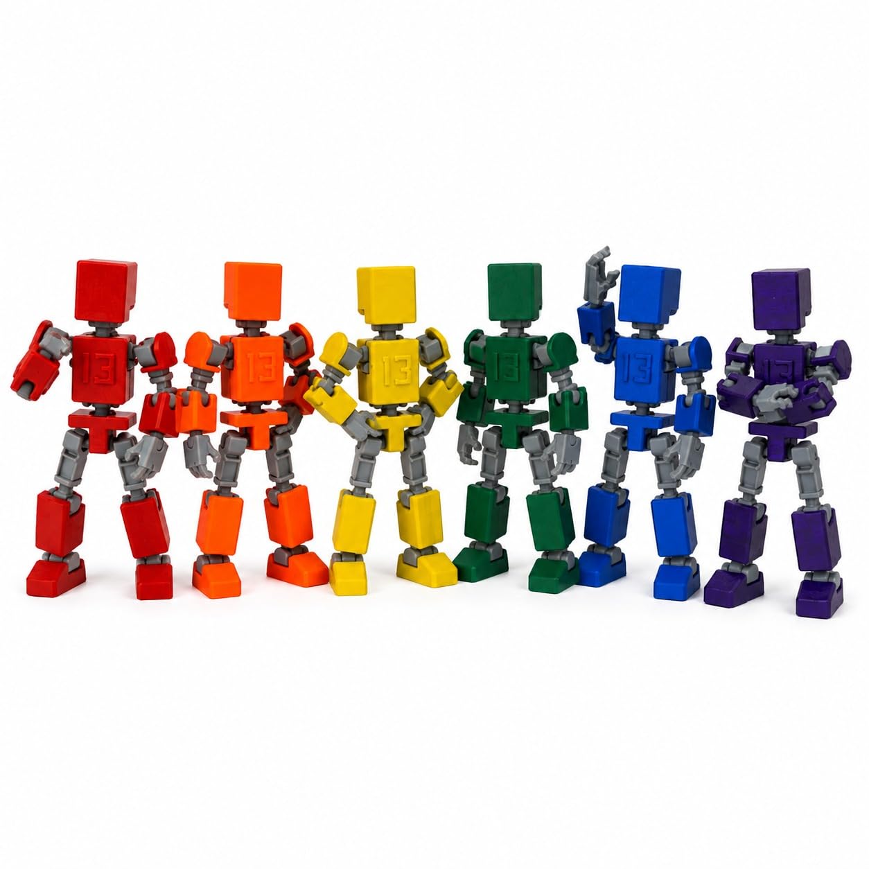 Mini Dummy 13 Action Figure Set (6PCS), 3D Printed Fully Articulated Robot Toys, Multi-Jointed Posable Collectible Figures for DIY Assembly, Desktop Decor, Kids & Adults, Multicolor-image-21