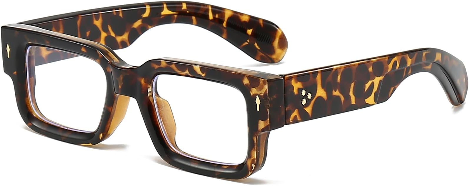 Square Thick Frame Glasses for Women Men Chunky Rectangle Blue Light Glasses Non Prescription Eyeglasses
