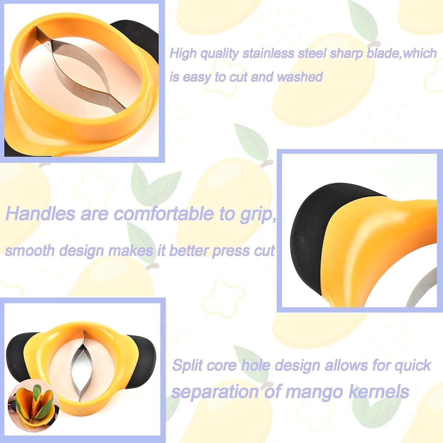 3Pcs Mango Slicer, Mango Cutter, Mango Peeler, Stainless Steel Fruit Tool