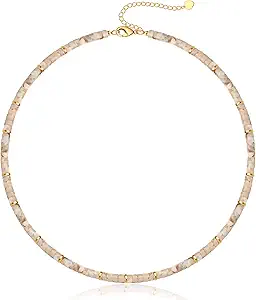 Choker Necklace for Women, Beaded Necklaces for Women Stocking Stuffers for Teens Teen Girl Gifts Gifts for Her Adjustable 14k Gold Gemstone Summer Anniversary Birthday Christmas Jewelry