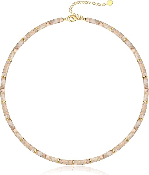 Choker Necklace for Women, Beaded Necklaces for Women Stocking Stuffers for Teens Teen Girl Gifts Gifts for Her Adjustable 14k Gold Gemstone Summer Anniversary Birthday Christmas Jewelry