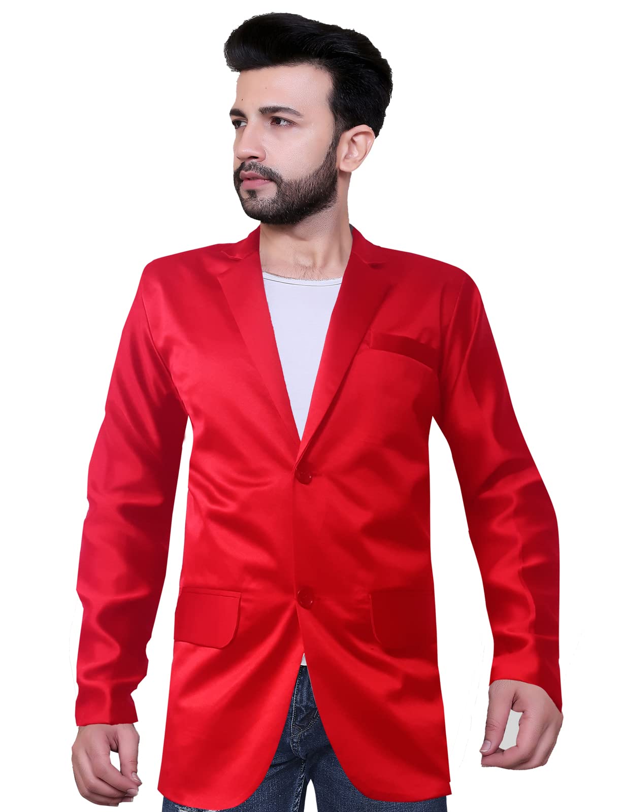 click one Solid Single Breasted Beach Wear, Casual, Festive, Festive & Wedding, Party, Wedding Men Blazer-picture-51