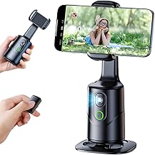 Smart AI Facial Recognition Phone Tripod, 2025 New Auto Face Tracking Tripods 360 Rotation, No App, Rechargeable Camera Stand with Remote and Gesture Control, Flippable and Adjustable Angle (1 pc)