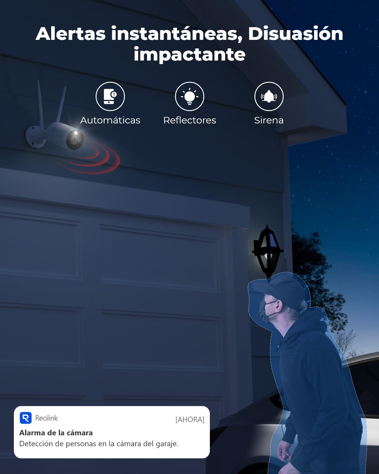 Reolink Cámara WiFi 4K, WiFi 6 5/2,4 GHz, Carcasa Metálica IP67 | Cámara WiFi Exterior,Detección Personas/Vehículos/Animales,Visión Nocturna Color,Audio Bidireccional,Grabación 24/7,RLC-810WA