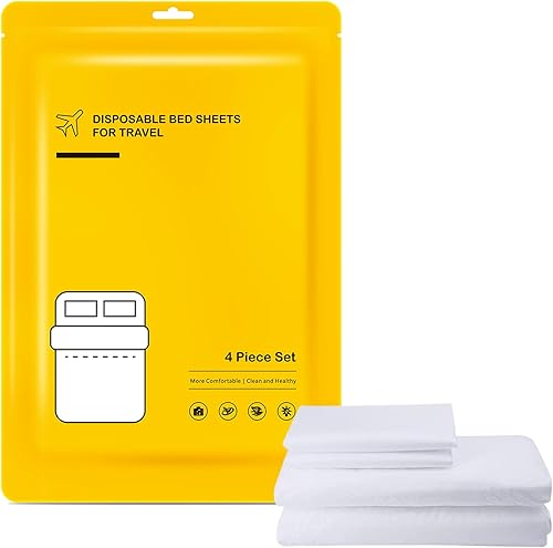Sábanas desechables para viajes, sábanas desechables con funda de edredón y funda de almohada, juego de ropa de cama desechable portátil listo para