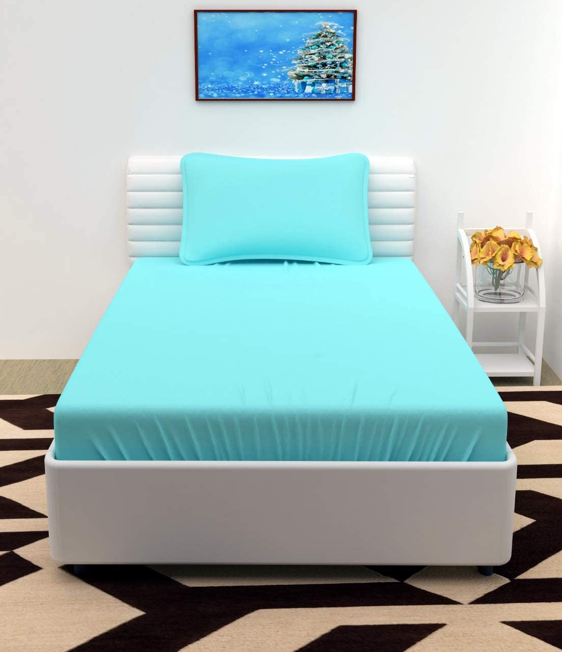 Shri Anand Creations Plain/Solid Bedsheet with Pillow Cover for Single Bed, Size 60x90 (Sky Blue) (B0BTMTN8XX) Amazon Price History, Amazon Price Tracker