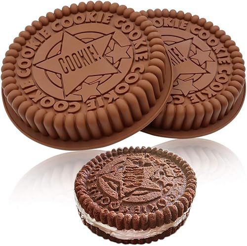 Meiyouju - 2 moldes de silicona para galletas Oreo, moldes de silicona para hornear de 7.4 pulgadas, moldes de silicona de grado alimenticio para