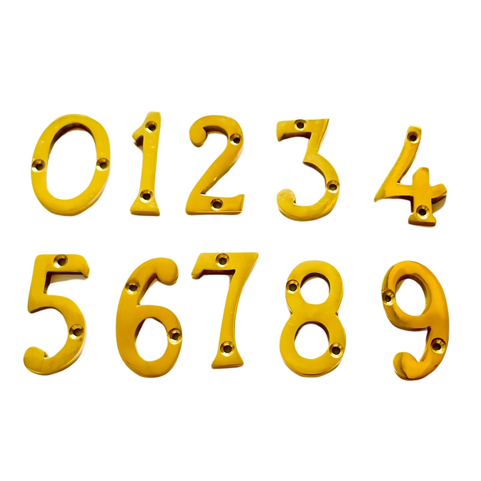 ROSEKA Pure Brass House Door Numbers in (2 INCH) - Set of 0-9 - Yellow, Classic Design, Easy-to-Install Numerals for Home or Office (Pack of 1)-image-24