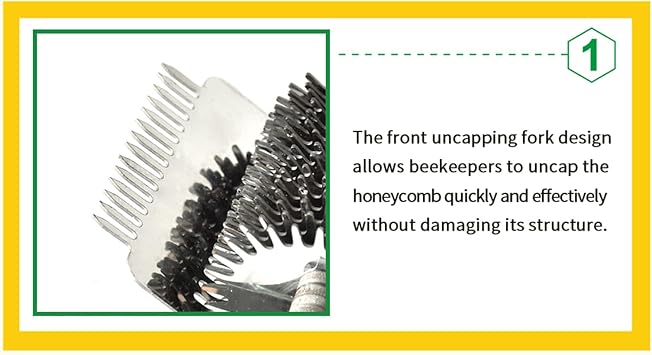 3-in-1 Multi-Function Gear Uncapping Fork, Roller Needle Drum Type Uncapping Tool, Professional Stainless Steel Honey Harvesting Tool to Boost Honey Collection Efficiency for Beekeepers