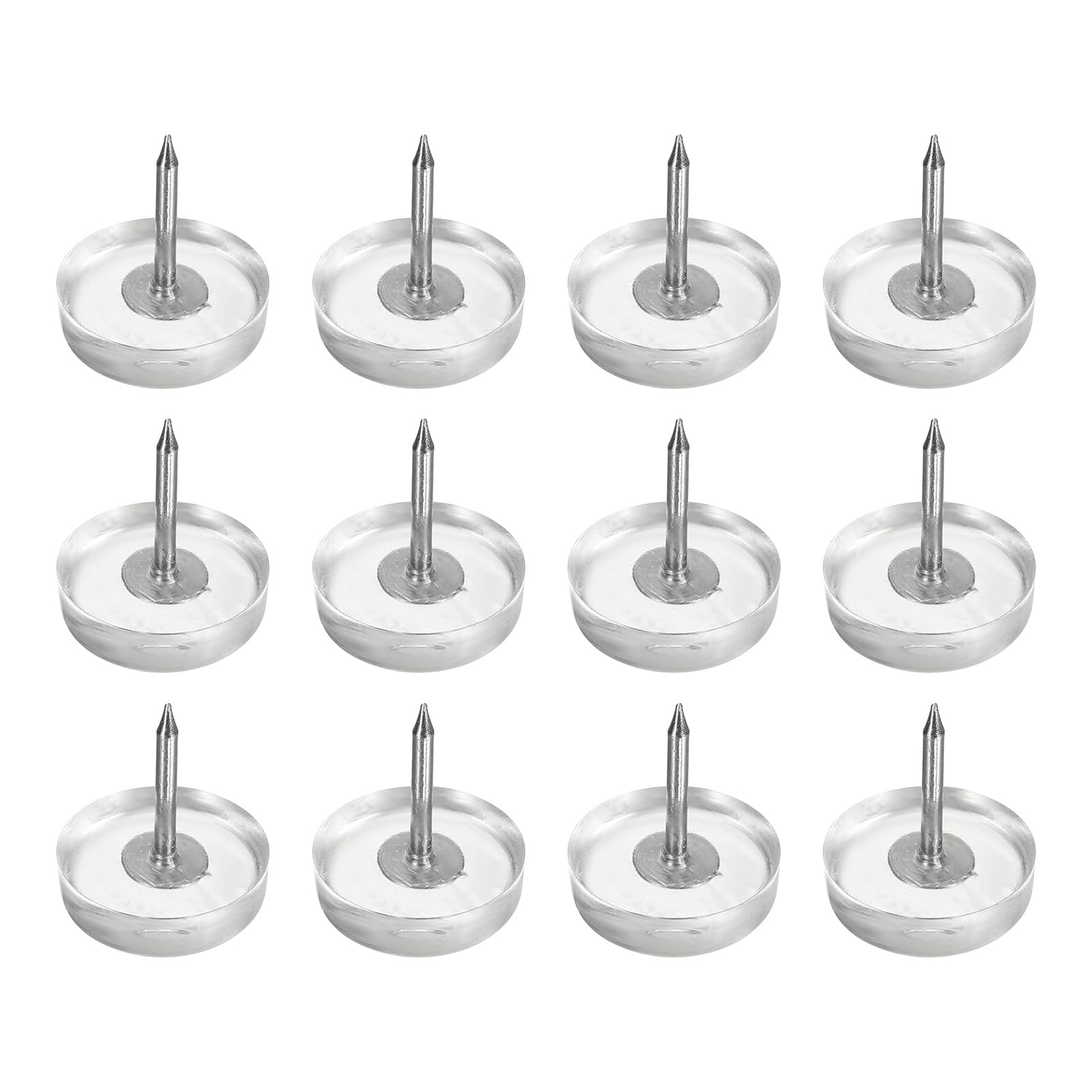 sourcing map 12Pcs Furniture Sliders, 18mm Round Plastic Furniture Guides Nail-on Pads, Hardwood Floor Protectors for Chair, Table, Desk, Cabinet Leg, Transparent