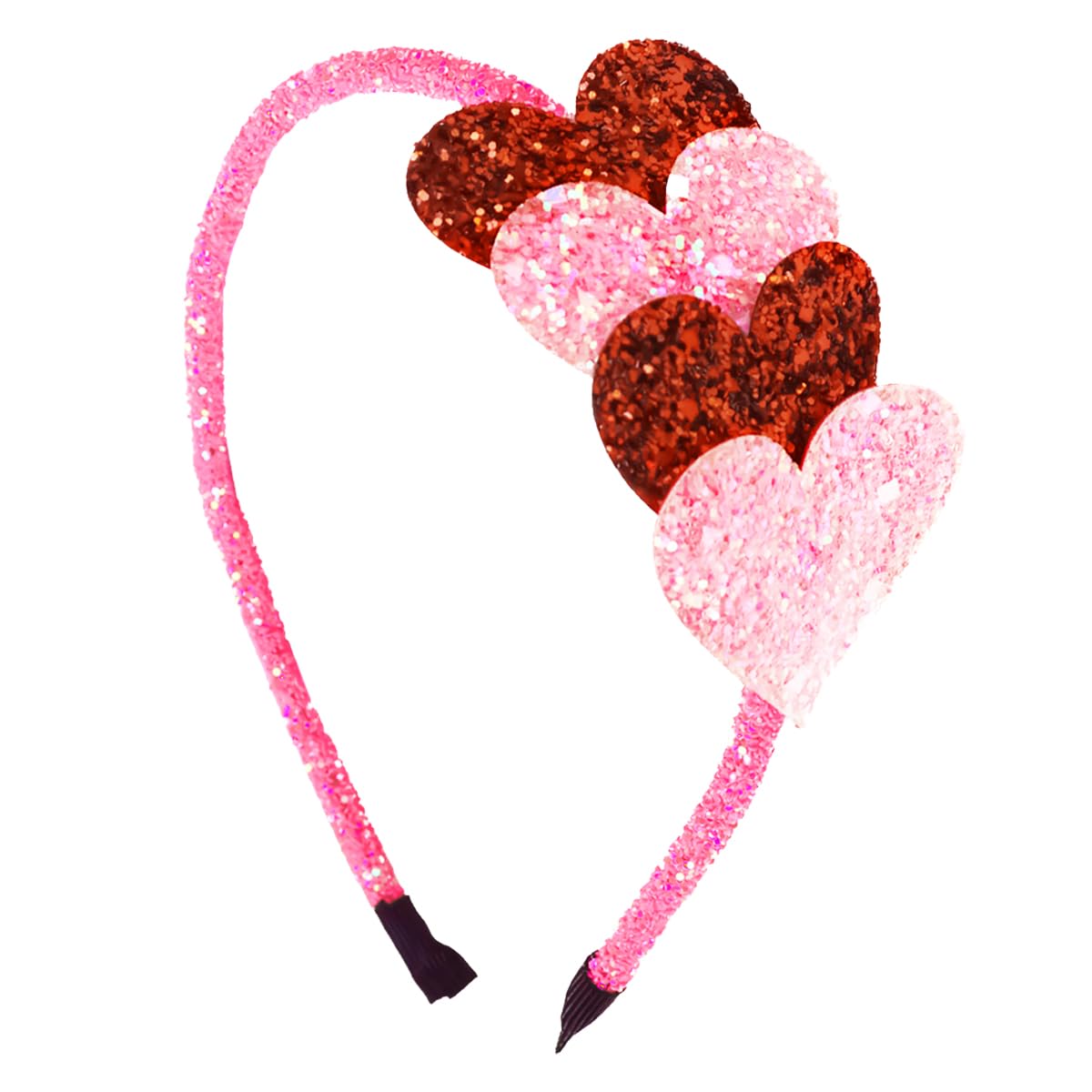 Vocoliday - Cerchietto per capelli con paillettes, a forma di cuore, colore rosso, per San Valentino, con chiusura per capelli, accessori per capelli per ragazza