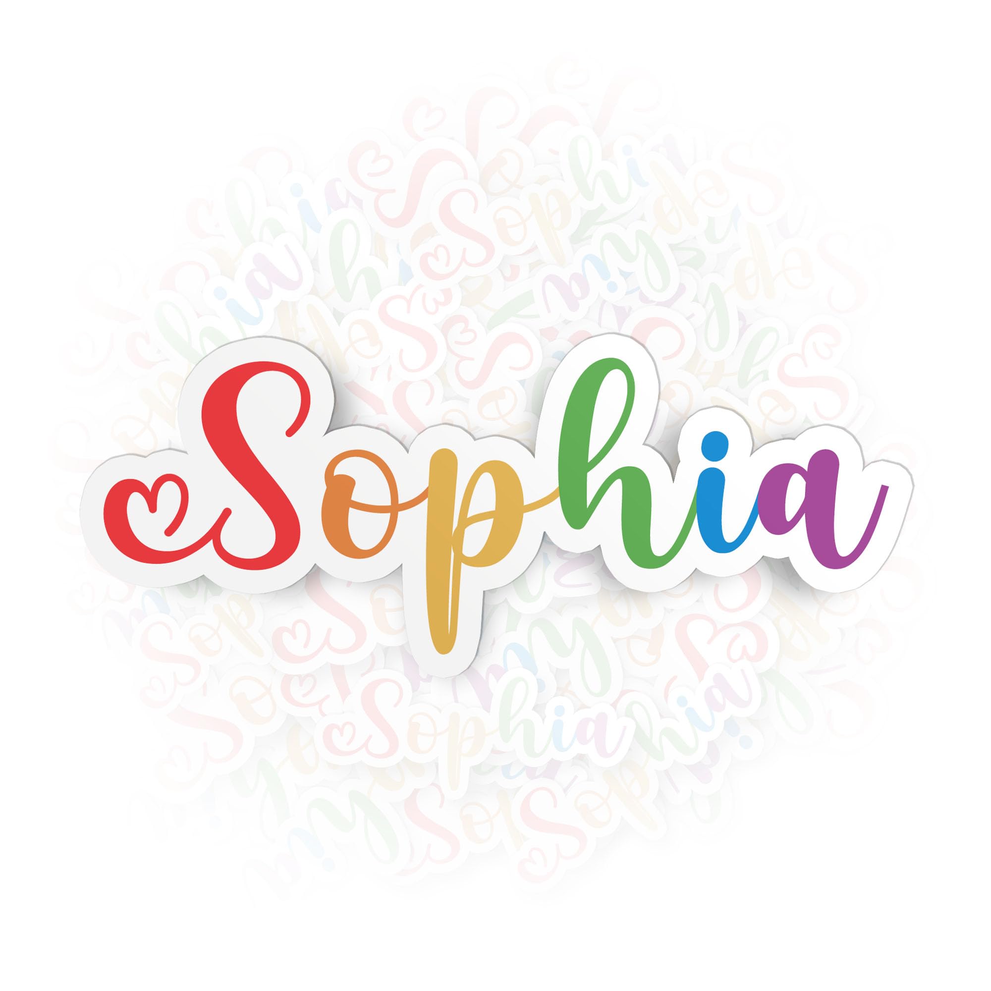 Custom Name Sticker Personalized Name Cute Colorful Rainbow Waterproof Die-Cut Vinyl Sticker for Hard Hat Laptop Water Bottle Phone Car Decal Bumper