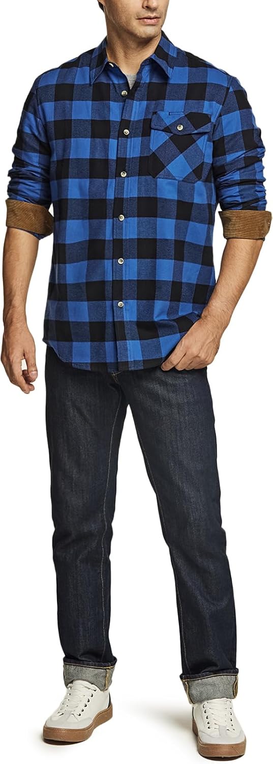 CQR Men's 100% All Cotton Button Down Flannel Shirts, Long Sleeve Brushed Warm Soft Casual Outdoor Plaid Shirt - Image 8