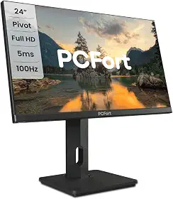 Monitor PCFort T2422 24" 100hz Led Full HD - HDMI - VGA - PIVOT com ajuste de altura