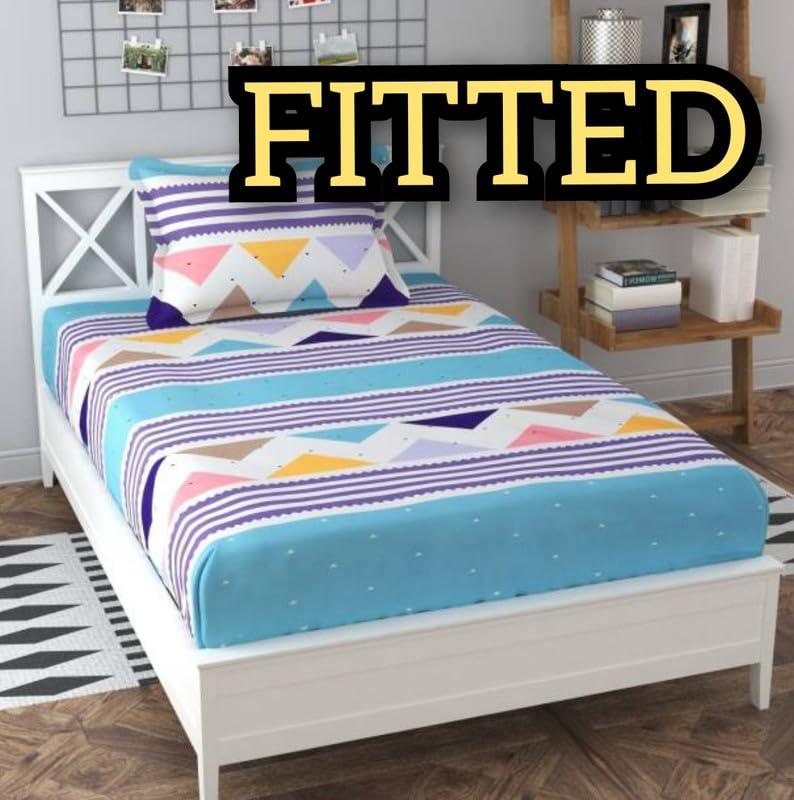 Rajat Presents® 100% Cotton 160 TC Wrinkle Free Printed Single Bedsheets with 1 Matching Pillow Cover, (60X90 Inches, 4 X 6 Feet A254-image-22
