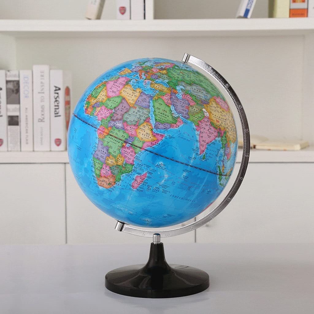 HRTC Globo Globo terráqueo Grande más Nuevo con Soporte y Lupa iluminación Globo terráqueo Educativo Globo geográfico 12,5 Pulgadas de diámetro Libro de Texto práctico