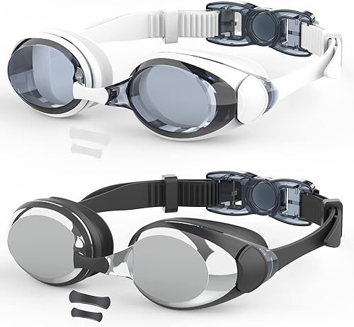 Gafas de natación, paquete de 2 gafas de natación para hombres, mujeres, adultos, jóvenes, antivaho y sin fugas, visión clara, protección UV