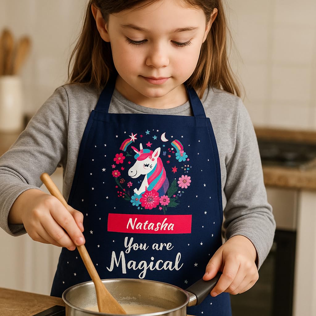 TheYaYaCafe® You Are Magical Personalised Name Kids Apron for Girls | Washable Apron for Kids | 8-15 Years | Adjustable Neck | Digital Printed Apron. - Image 6 thumbnail