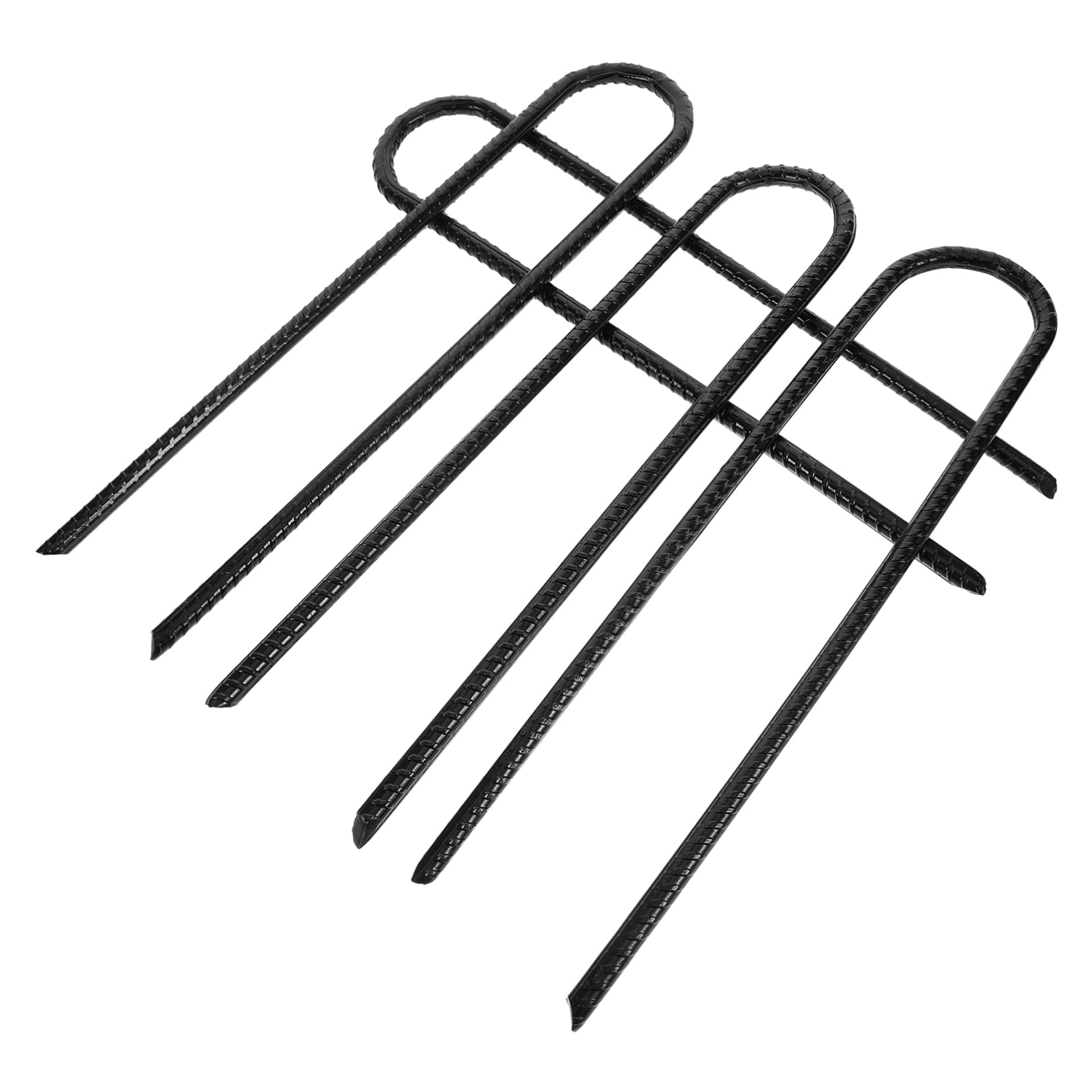 POPETPOP 4pcs Heavy Duty U Shape Steel Stakes for Anchoring Tents Trampolines and Landscape Weather Resistant Ground Anchors for Camping and Gardening Activities