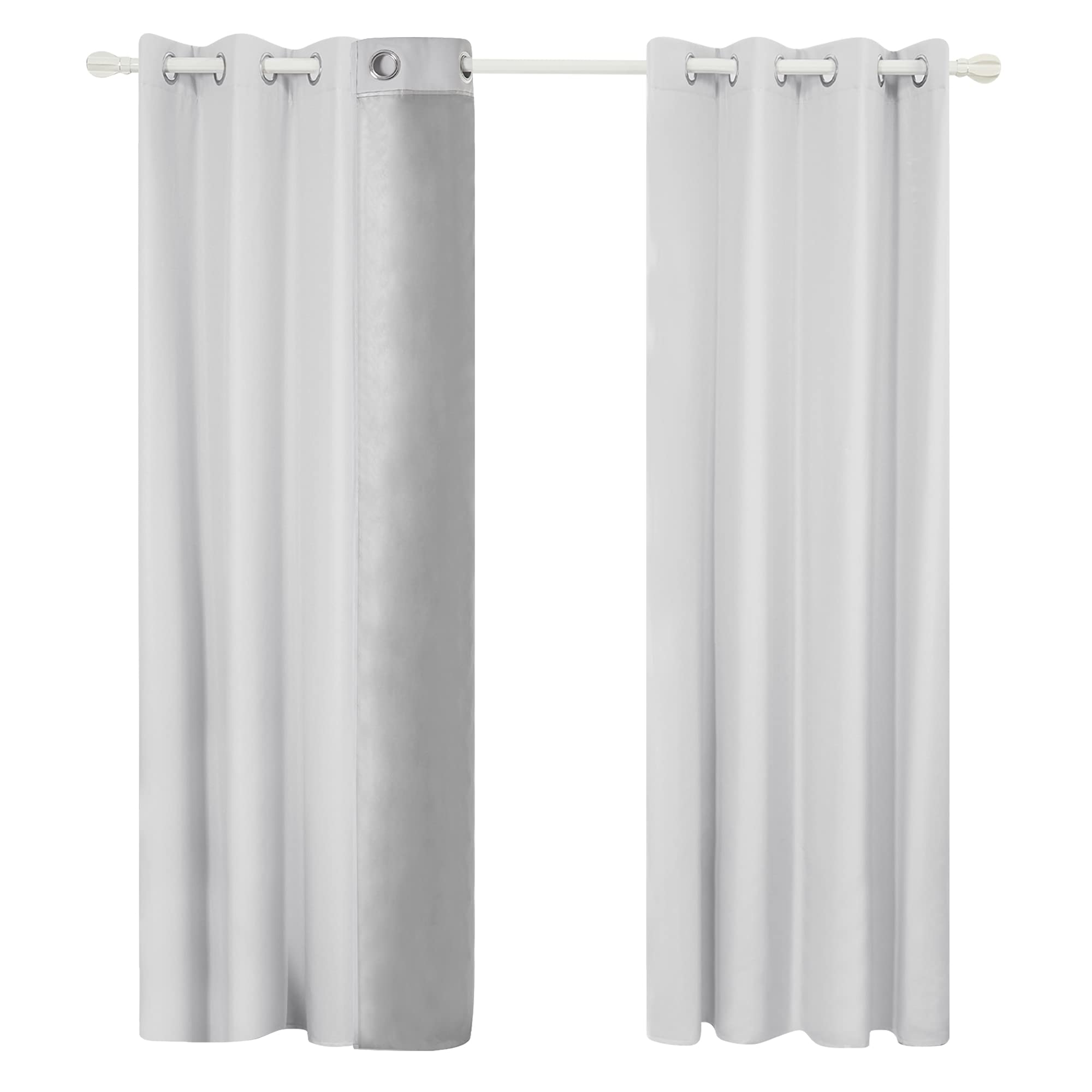 Deconovo Cortinas Infantiles para Dormitorio Moderno Original con Forro de Gris Plata 2 Piezas 140 x 175 cm Gris Claro