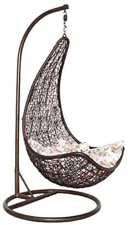 Corazzin Garden Single Seater Swing Hammock Chair for Adult Indoor Outdoor Furniture Balcony Garden Patio Swing Chairs Jhula with Stand (Brown)