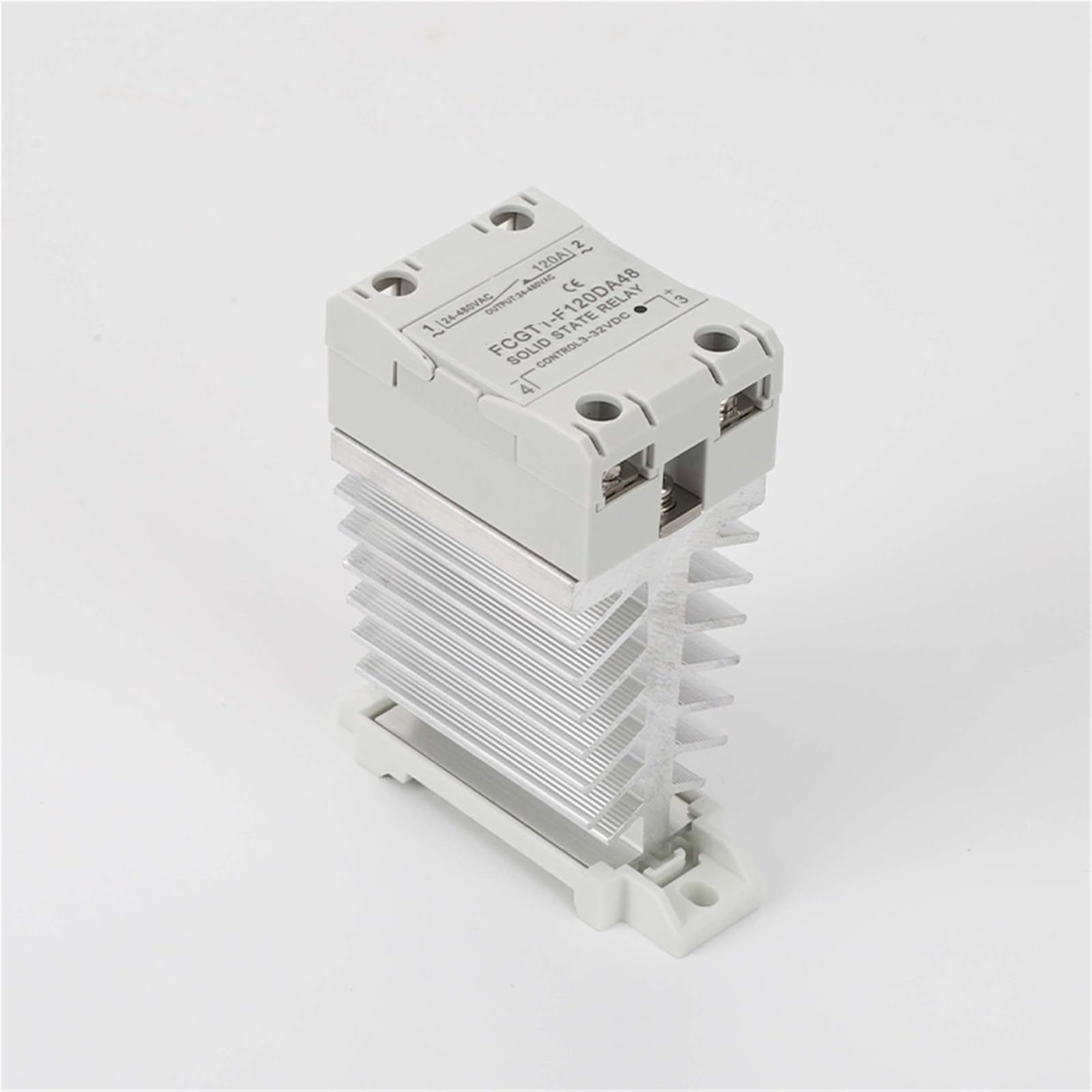 Relè statico SSR sottile monofase 10A 25A 40A 60A 80A 100A con dissipatore di calore Relè industriale Montaggio su guida DIN 1 pezzi (AC control AC,120A)