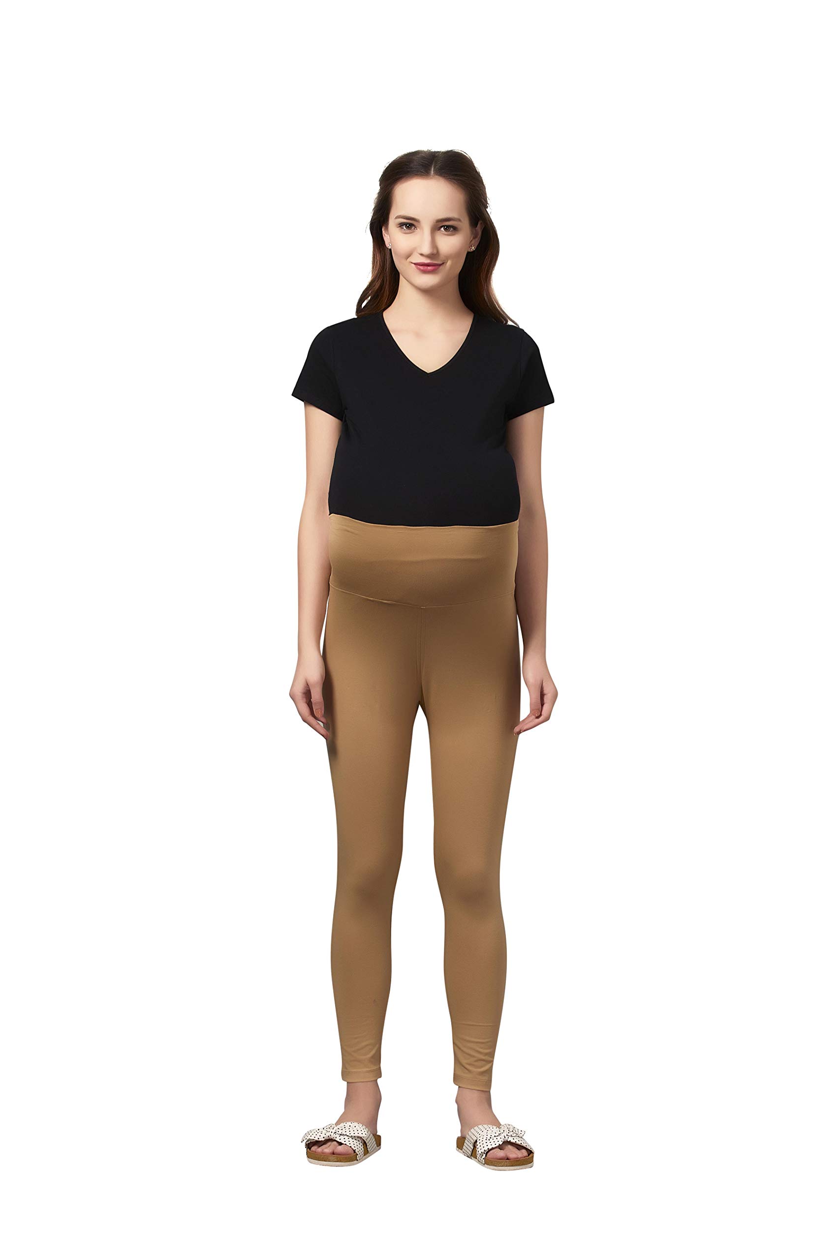 Easy Feed Women's Slim Fit Cotton Maternity Leggings | Pregnancy Pants Over-Belly Design and Elastic Waistband Skin(2XL) - Image 2 thumbnail