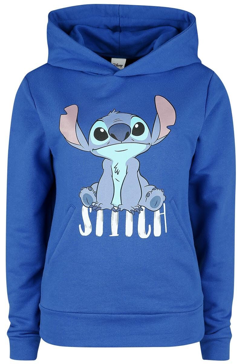Lilo & Stitch Stitch - Sit Donna Felpa con Cappuccio Blu 70% Cotone, 30% Poliestere Regular