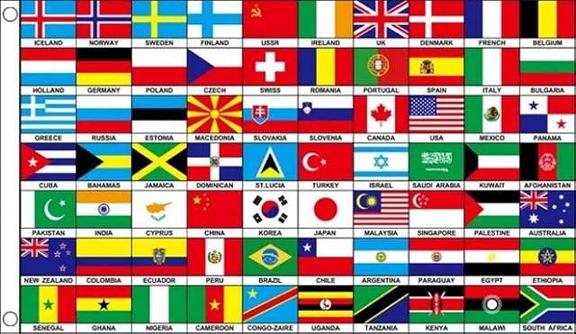 AZ FLAG 70 World Nations Flag 3' x 5' - Seventy countries flags 90 x 150 cm - Banner 3x5 ft