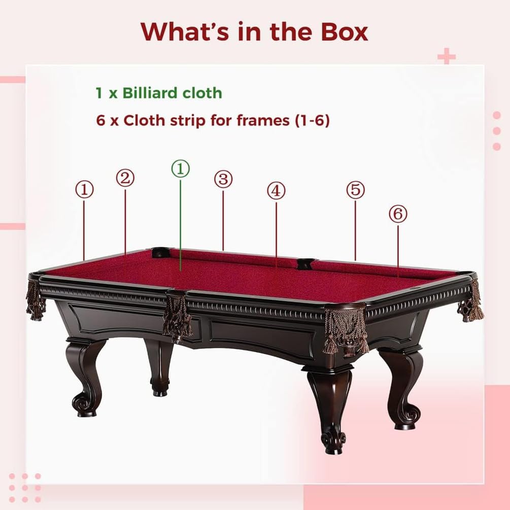 Panno da Tavolo da Biliardo Accessori di Sostituzione delle Tovaglie da Biliardo da 7/8/9 Piedi Panno per Tavolo da Biliardo per Famiglie Club Bar Giochi Indoor,B,8ft