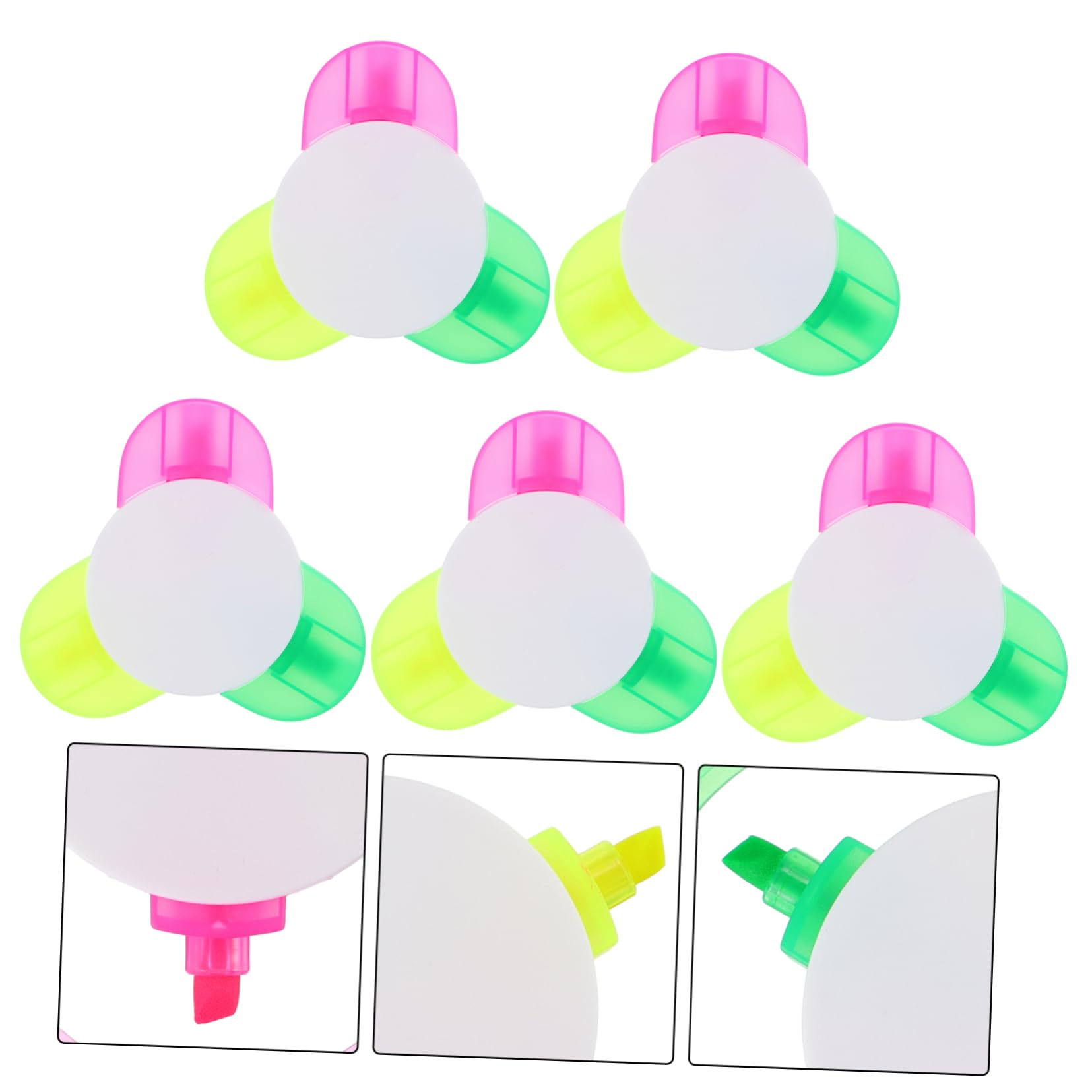 HOMSFOU 3 Set Evidenziatori Fluorescenti Colorati Per Scuola E Ufficio Leggeri E Compatti Per Creatività 5 Pezzi * 3