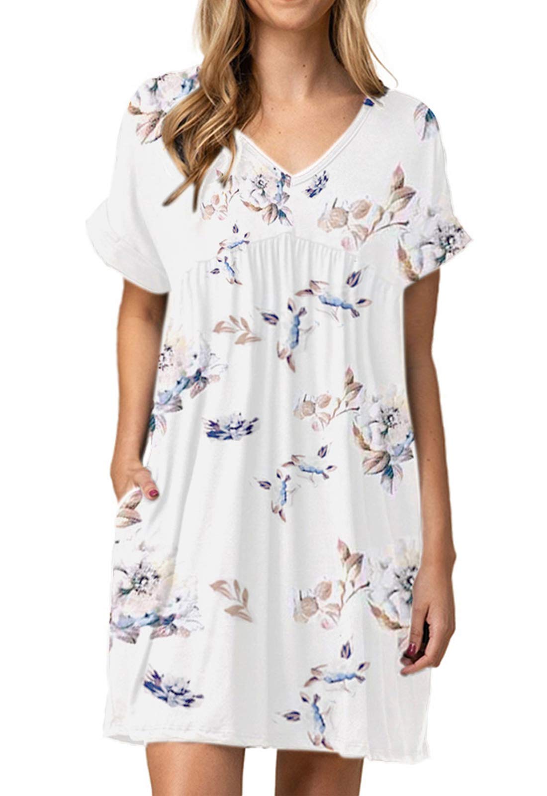 Jayscreate Women's Baby Doll Summer Casual T Shirt Flowy Short Sleeve Dress