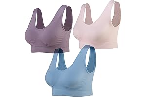 3-Pack Seamless Sports Bra Wirefree Yoga Bra with Removable Pads for Women