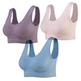 3-Pack Seamless Sports Bra Wirefree Yoga Bra with Removable Pads for Women