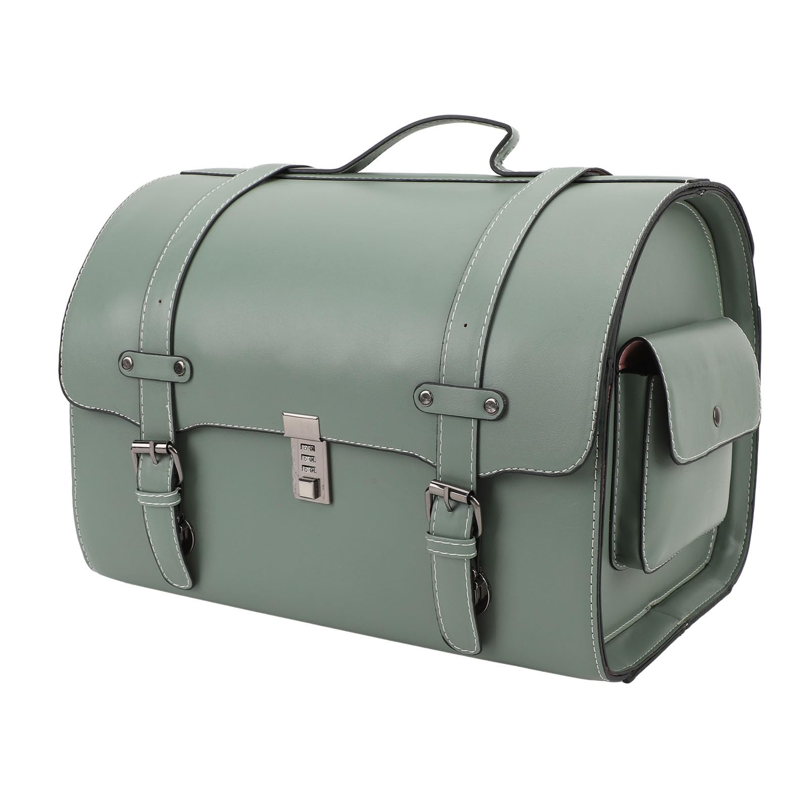 Fydun Motorcycle Tail Bag Faux Leather Quick Release Combination Lock Universal Fit Luggage 29.5L Capacity (Light Green)