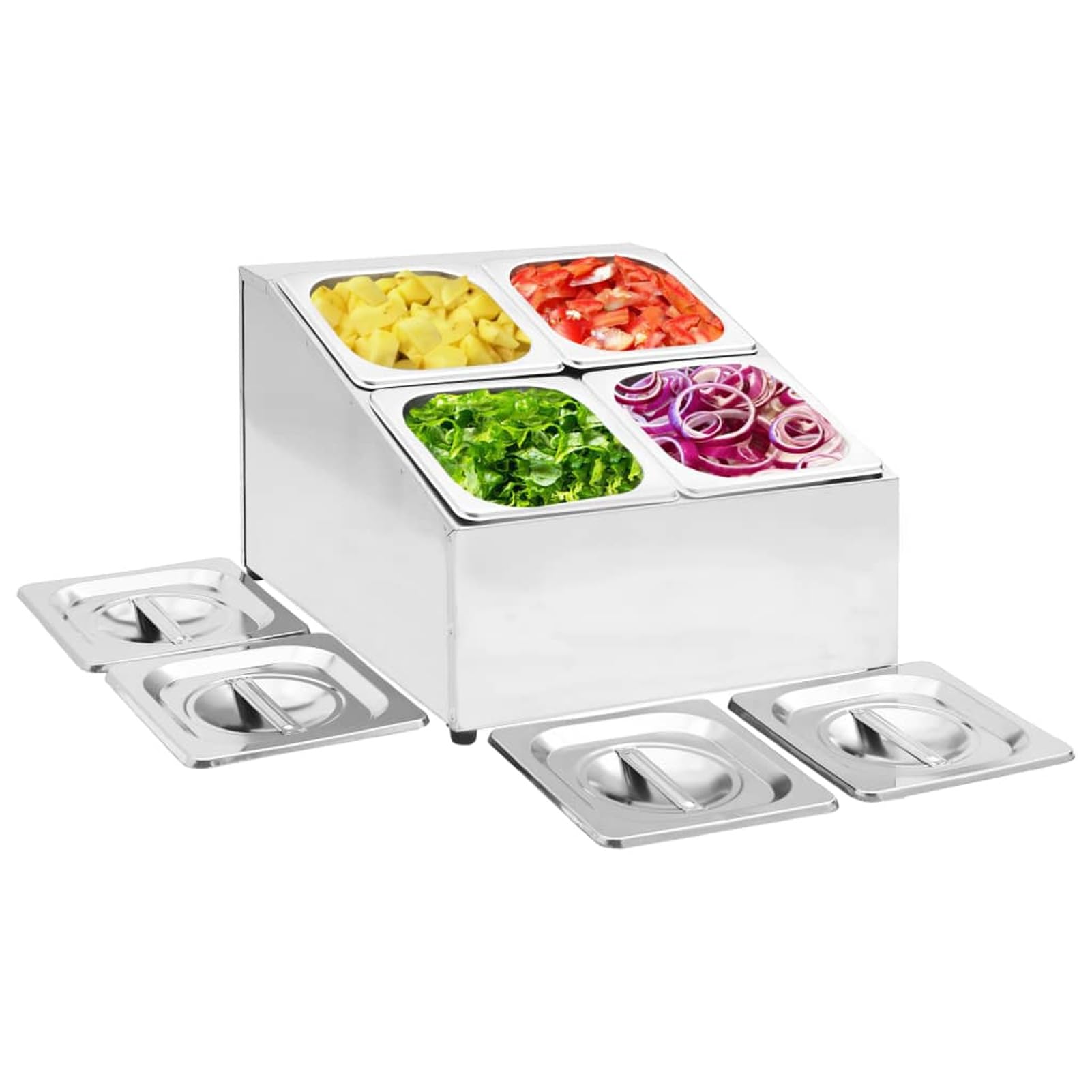 Homgoday Gastronorm - Soporte Gastronorm con 4 contenedores GN 1/6 de Aiaio Inox, muebles para casa, interior y exterior, salón o dormitorio