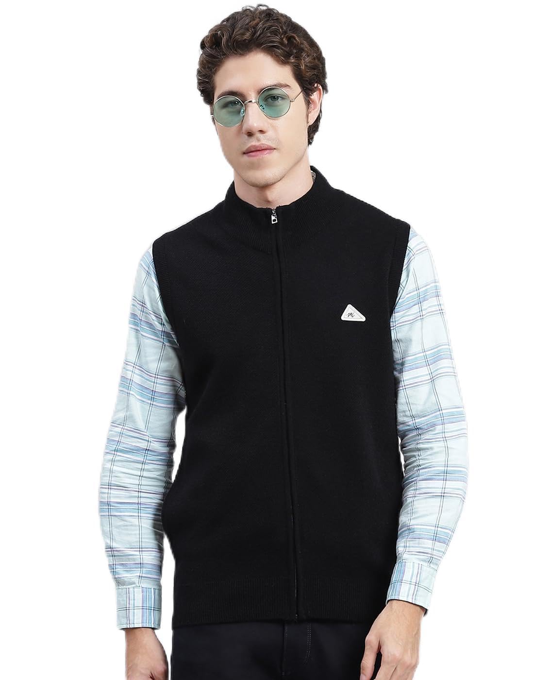 monte carlo Mens Solid Stand Collar Sleeveless Sweater (1240544ZP)-picture-38