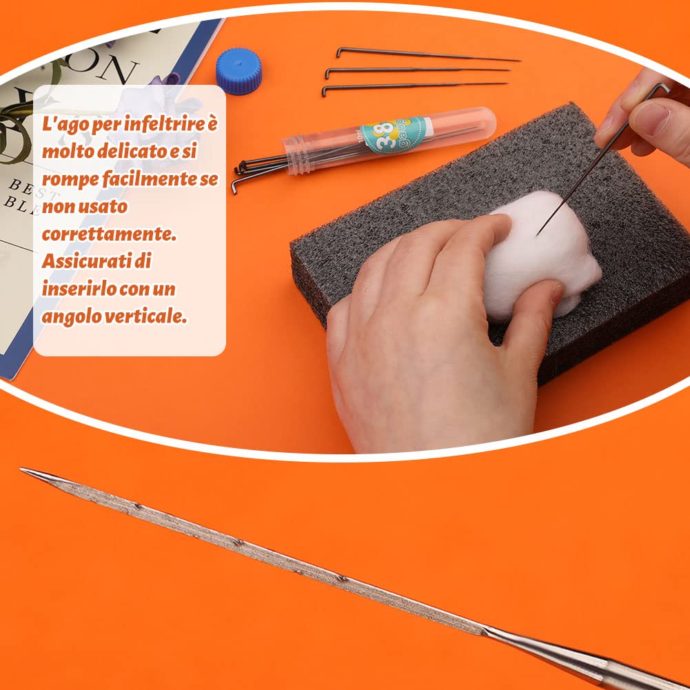 Yizzvb 80 Aghi Per Infeltrimento Lana, Kit 4 Misure (36-42) Con Ditali E Custodia