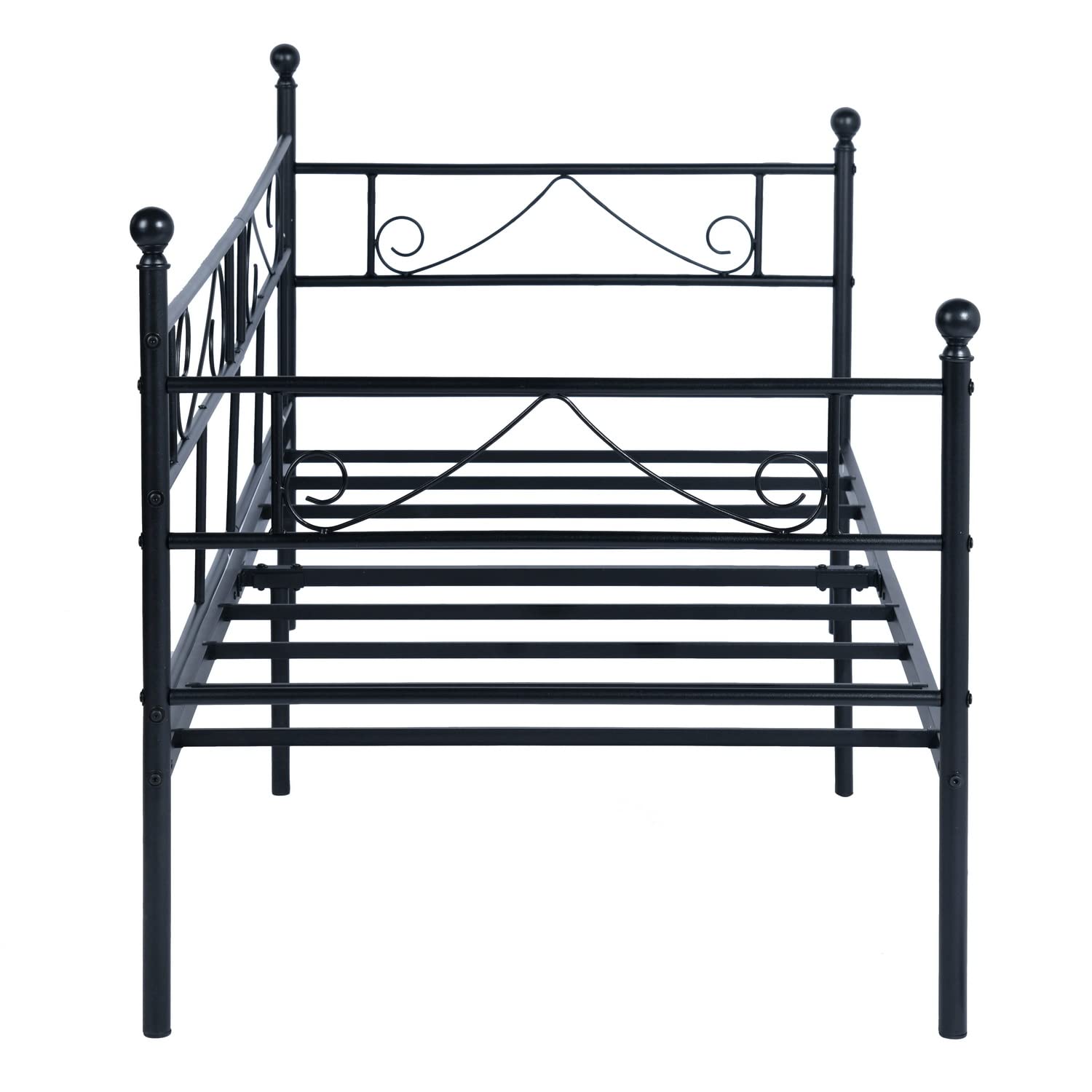Sofá Cama Divan Marco de Cama de Metal, Estructura de Cama para Colchón de 90 x 190 cm Sofá Diván Negro