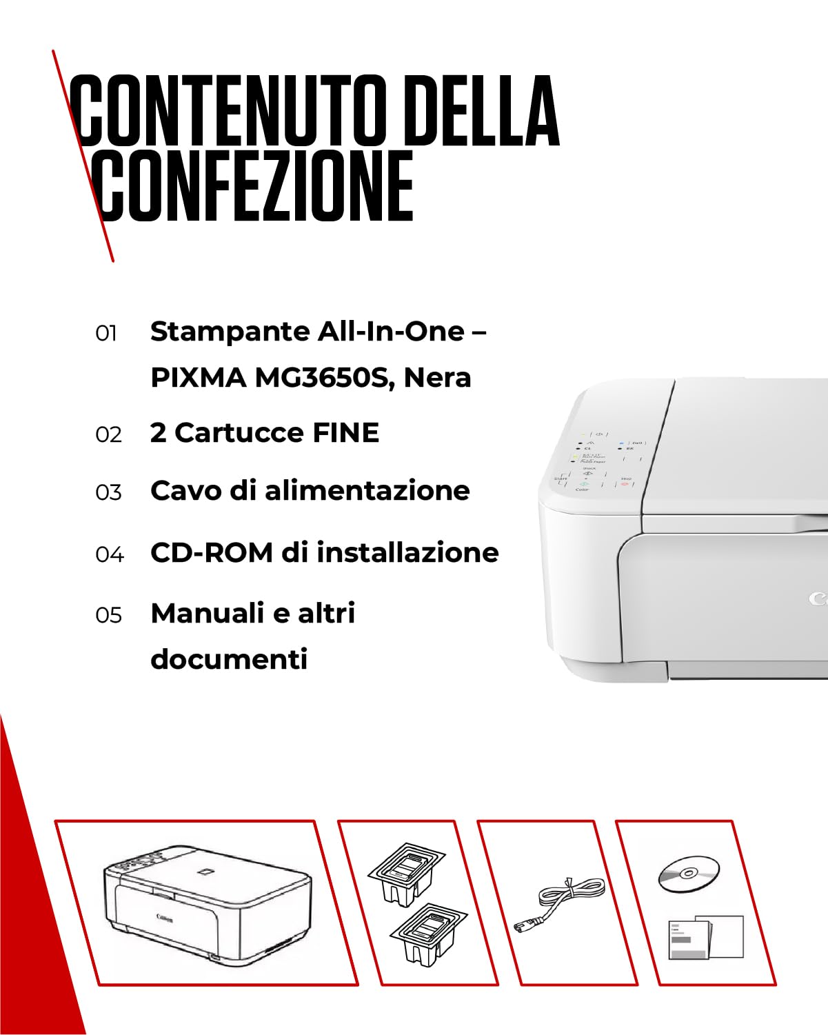Canon PIXMA MG3650S Stampante Multifunzione Wireless per Casa