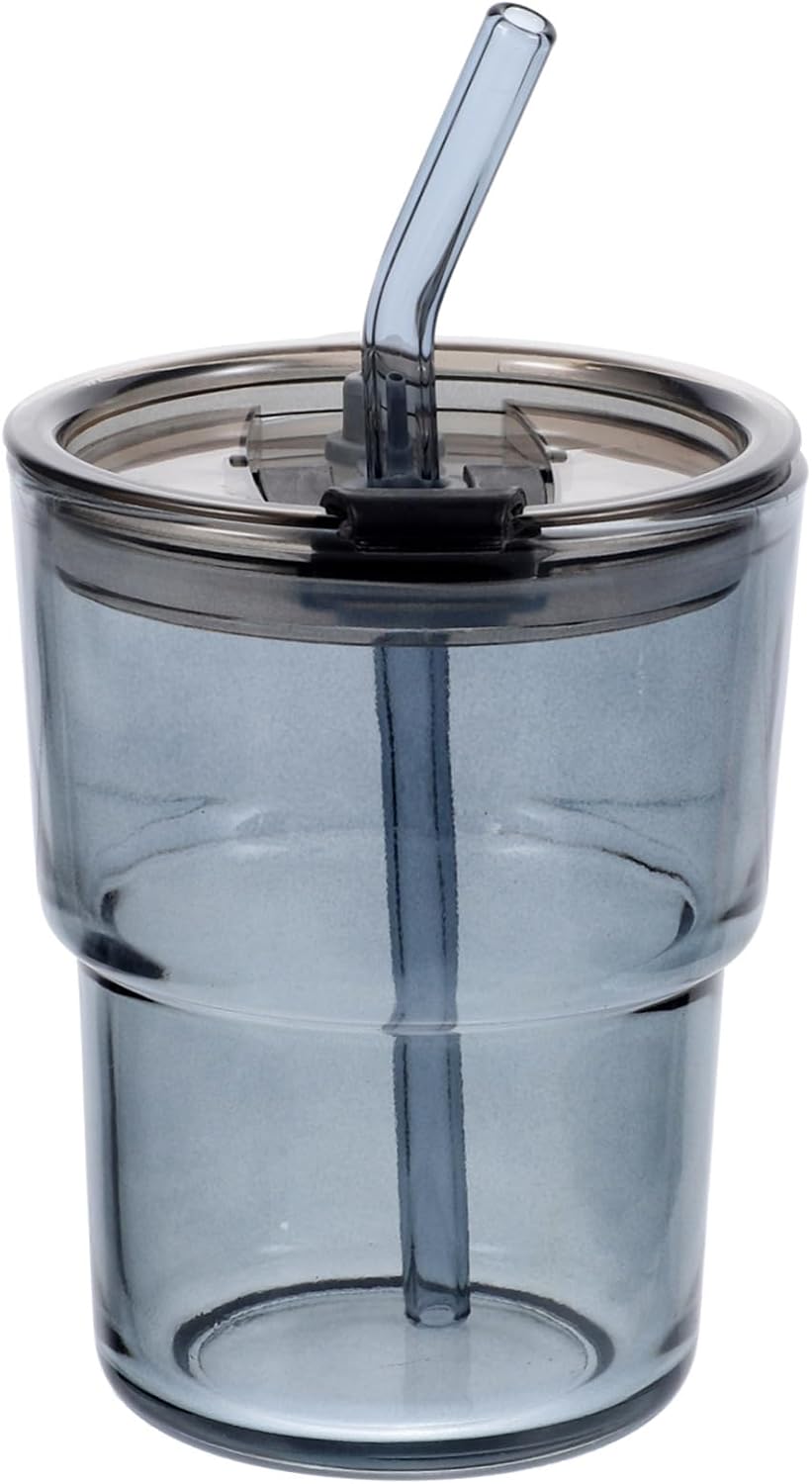 Iced Coffee Glass Cup with Lid and Straw Drinking Mug for Tea and Juice Go Beverages Stylish and Easy to Clean