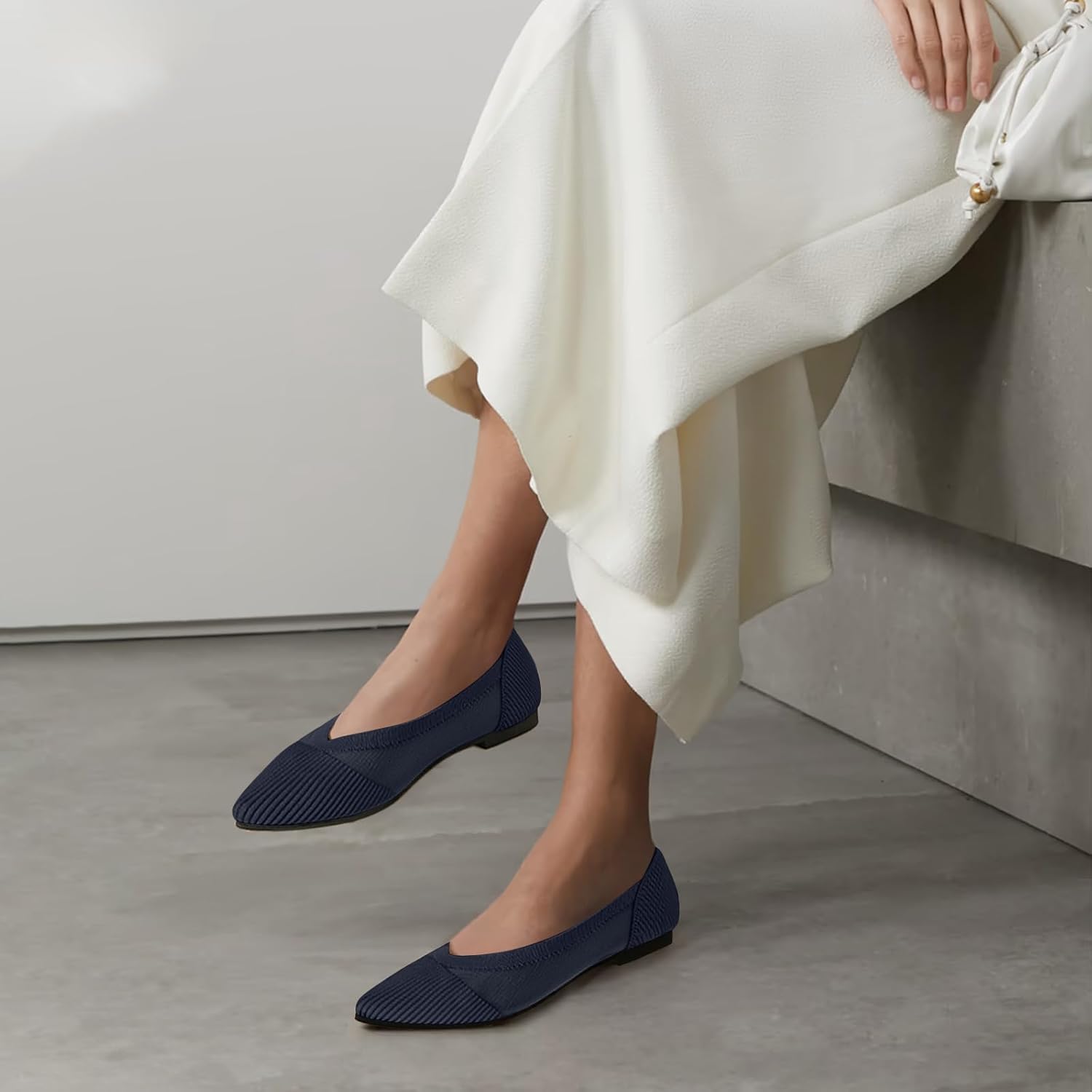 Women's Flats Shoes Pointed Toe Knit Ballet Comfortable Dressy Mesh Flat - Image 3