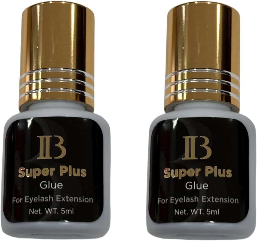 2 Pack Eyelash Extensions ibeauty Super Plus Glue 5ml, 1-2 Sec Drying Time, Keep 5-6 Weeks, Low Smoke, Professional Eyelash Extension Glue