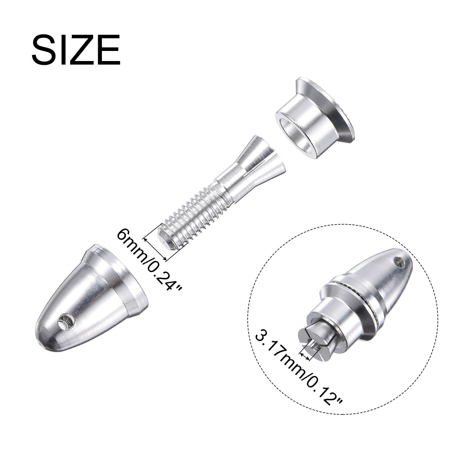 MECCANIXITY Propeller Adapter RC Plane Airplane Spinners, 3.17mm Aperture and 6mm Output Axle Propeller Adapter Saver for Shaft Brushless Motor Speed Controllers, Pack of 3